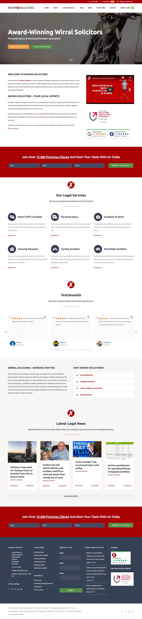 Matrix Solicitors website screenshot